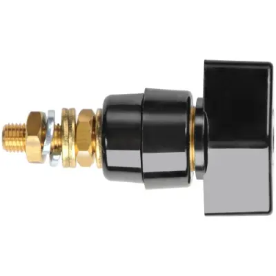 Pole terminal, 4 mm, black, 1000 V, 63 A, M6 threaded bolt, nickel-plated, POL 631 / SW - 1