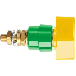 Pole terminal, 4 mm, yellow/green, 1000 V, 63 A, M6 threaded bolt, nickel-plated, POL 631 / GNGE