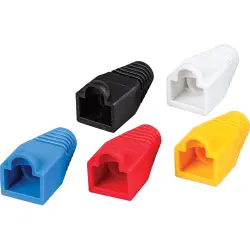 Strain relief for CAT 5e, CAT 6, ABS, black/blue/red/yellow/white, VDV824650, package with 100 pieces