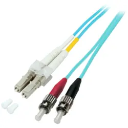 Duplex-jumper, LC to ST, 7.5 m, OM3, multimode 50/125 µm, O0313.7,5