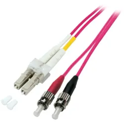 Duplex-jumper, LC to ST, 10 m, OM4, multimode 50/125 µm, O0326.10