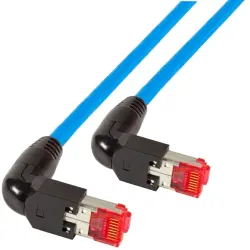 Patch cable, RJ45 plug, angled to RJ45 plug, angled, Cat 6A, S/FTP, LSZH, 3 m, blue, K4137BL.3