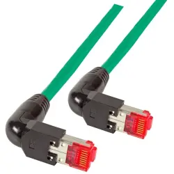 Patch cable, RJ45 plug, angled to RJ45 plug, angled, Cat 6A, S/FTP, LSZH, 10 m, green, K4137GN.10