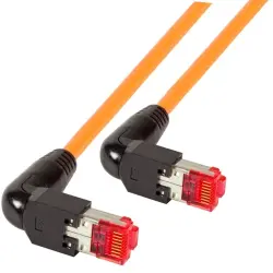 Patch cable, RJ45 plug, angled to RJ45 plug, angled, Cat 6A, S/FTP, LSZH, 1 m, orange, K4137OR.1