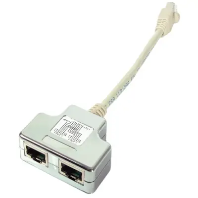 T-adapter, RJ45 plug to 2 x RJ45 socket, straight, K5124.015 - 1
