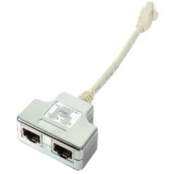 T-adapter, RJ45 plug to 2 x RJ45 socket, straight, K5124.015