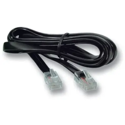 Telephone cable, RJ45 plug, straight to RJ45 plug, straight, 1 m, black, K2407SW.1 - 1