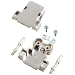 D-Sub connector housing, size: 3 (DB), straight 180°, cable Ø 8 mm, plastic, silver, 29414.1