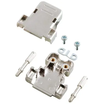 D-Sub connector housing, size: 1 (DE), straight 180°, cable Ø 6 mm, plastic, silver, 29417.1 - 1