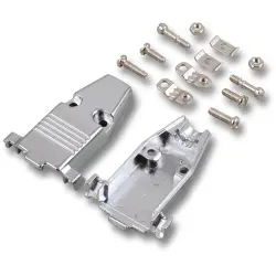 D-Sub connector housing, size: 2 (DA), straight 180°, cable Ø 8 mm, zinc die casting, silver, 29431.1