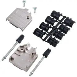 D-Sub connector housing, size: 4 (DC), straight 180°, cable Ø 4 to 10 mm, zinc die casting, silver, 29449.1