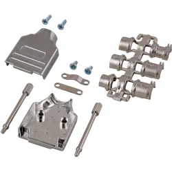 D-Sub connector housing, size: 3 (DB), straight 180°, cable Ø 4 to 13 mm, zinc die casting, silver, 29472.1