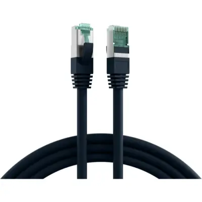 Patch cable, RJ45 plug, straight to RJ45 plug, straight, Cat 6A, S/FTP, LSZH, 1 m, black, MK6001.1B - 1