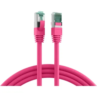 Patch cable, RJ45 plug, straight to RJ45 plug, straight, Cat 6A, S/FTP, LSZH, 1 m, magenta, MK6001.1MA - 1
