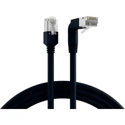 Patch cable, RJ45 plug, angled to RJ45 plug, straight, Cat 5e, S/UTP, PVC, 10 m, black, K0993.10