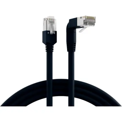 Patch cable, RJ45 plug, angled to RJ45 plug, straight, Cat 5e, S/UTP, PVC, 3 m, black, K0993.3 - 1