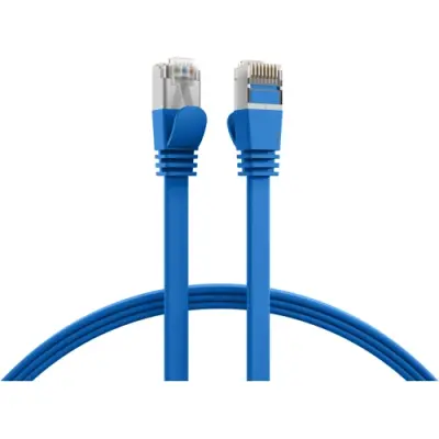 Patch cable, with flat cable, RJ45 plug, straight to RJ45 plug, straight, Cat 6A, U/FTP, PVC, 1 m, blue, K5545BL.1 - 1