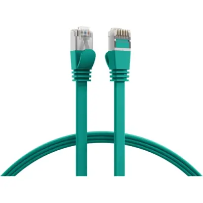 Patch cable, with flat cable, RJ45 plug, straight to RJ45 plug, straight, Cat 6A, U/FTP, PVC, 3 m, green, K5545GN.3 - 1