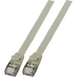 Patch cable, with flat cable, RJ45 plug, straight to RJ45 plug, straight, Cat 6A, U/FTP, PVC, 0.15 m, gray, K5545GR.0,15