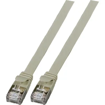 Patch cable, with flat cable, RJ45 plug, straight to RJ45 plug, straight, Cat 6A, U/FTP, PVC, 1.5 m, gray, K5545GR.1,5 - 1