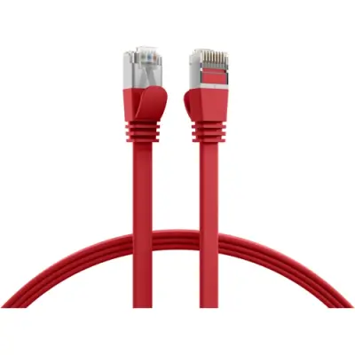 Patch cable, with flat cable, RJ45 plug, straight to RJ45 plug, straight, Cat 6A, U/FTP, PVC, 3 m, red, K5545RT.3 - 1