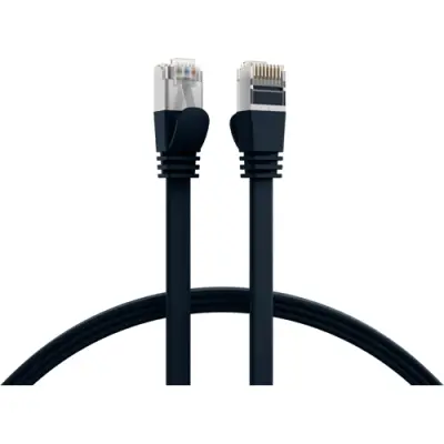 Patch cable, with flat cable, RJ45 plug, straight to RJ45 plug, straight, Cat 6A, U/FTP, PVC, 1 m, black, K5545SW.1 - 1