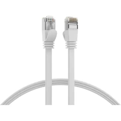 Patch cable, with flat cable, RJ45 plug, straight to RJ45 plug, straight, Cat 6A, U/FTP, PVC, 0.25 m, white, K5545WS.0,25 - 1