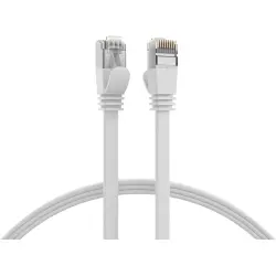 Patch cable, with flat cable, RJ45 plug, straight to RJ45 plug, straight, Cat 6A, U/FTP, PVC, 0.25 m, white, K5545WS.0,25