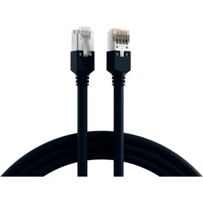 Patch cable, RJ45 plug, straight to RJ45 plug, straight, Cat 5e, F/UTP, LSZH, 2 m, black, K8072.2 - 1