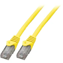 Patch cable, RJ45 plug, straight to RJ45 plug, straight, Cat 5e, U/UTP, LSZH, 7.5 m, yellow, K8110GE.7,5