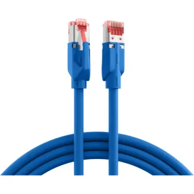 Patch cable, RJ45 plug, straight to RJ45 plug, straight, Cat 6A, S/FTP, LSZH, 3 m, blue, K8708BL.3 - 1