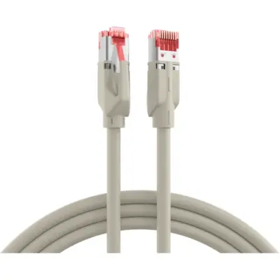 Patch cable, RJ45 plug, straight to RJ45 plug, straight, Cat 6A, S/FTP, LSZH, 20 m, gray, K8708GR.20 - 1
