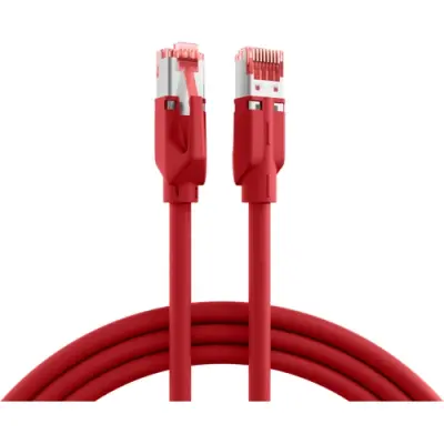 Patch cable, RJ45 plug, straight to RJ45 plug, straight, Cat 6A, S/FTP, LSZH, 2 m, red, K8708RT.2 - 1