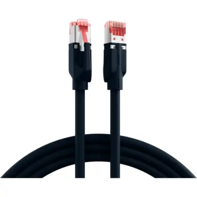 Patch cable, RJ45 plug, straight to RJ45 plug, straight, Cat 6A, S/FTP, LSZH, 10 m, black, K8708SW.10 - 1