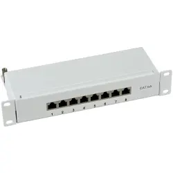Patch panel, 8 x RJ45, horizontal, 1 row, (W x H x D) 254.6 x 44 x 108 mm, gray, 37737.8