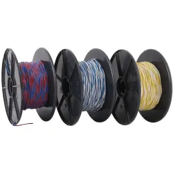PVC-drag chains conductor line, 2 x 0.5 mm², white/yellow, outer Ø 0.9 mm, 46093.100, package with 100 meters