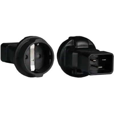 Power adapter IEC C20 to Schuko socket, black - 1