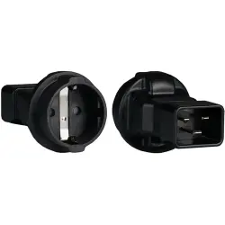 Power adapter IEC C20 to Schuko socket, black
