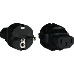 Power adapter IEC C13 to Schuko plug, black, EB515.6