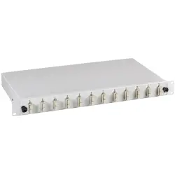FO splice box, OM4 multimode, 12 x SC duplex, horizontal, 1 row, (W x H x D) 483 x 44.5 x 244 mm, gray, B61203.12OM4