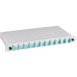 FO splice box, 24 x 50/125 OM2, 12 x SC duplex, (W x H x D) 483 x 44.5 x 244 mm, gray, B71203.24