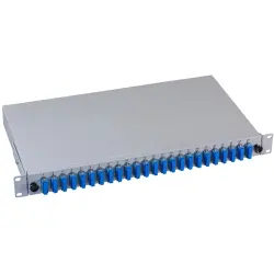 FO splice box, 48 x 9/125 OS2, 24 x SC Duplex, (W x H x D) 483 x 44.5 x 244 mm, gray, B71223.48