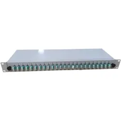 Breakout box, OM3 multimode, 8 x LC duplex, (W x H x D) 482 x 44 x 170 mm, gray, B65901.8OM3