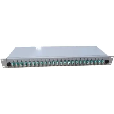 Breakout box, OM3 multimode, 8 x LC duplex, (W x H x D) 482 x 44 x 170 mm, gray, B65901.8OM3 - 1