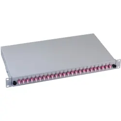 FO splice box, 48 x 50/125 OM4, 24 x LC duplex, (W x H x D) 483 x 44.5 x 244 mm, gray, B71901.48OM4