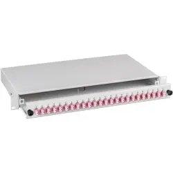 FO splice box, 24 x 9/125 OS2, 12 x LC duplex, (W x H x D) 483 x 44.5 x 244 mm, gray, BA71921.24