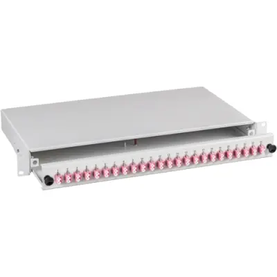 FO splice box, 24 x 9/125 OS2, 12 x LC duplex, (W x H x D) 483 x 44.5 x 244 mm, black, BA71921TS.24 - 1