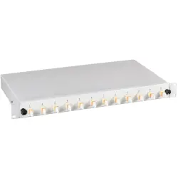 FO splice box, 12 x 9/125 OS2, 12 x E2000, (W x H x D) 483 x 44.5 x 244 mm, gray, BA71533.12