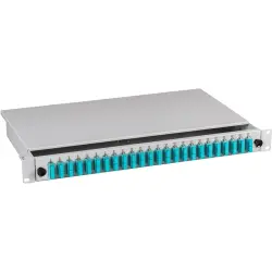 FO splice box, 24 x 50/125 OM3, 12 x SC duplex, (W x H x D) 483 x 44.5 x 244 mm, gray, BA71203.24OM3