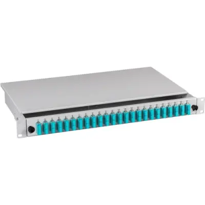 FO splice box, 24 x 50/125 OM3, 12 x SC duplex, (W x H x D) 483 x 44.5 x 244 mm, gray, BA71203.24OM3 - 1